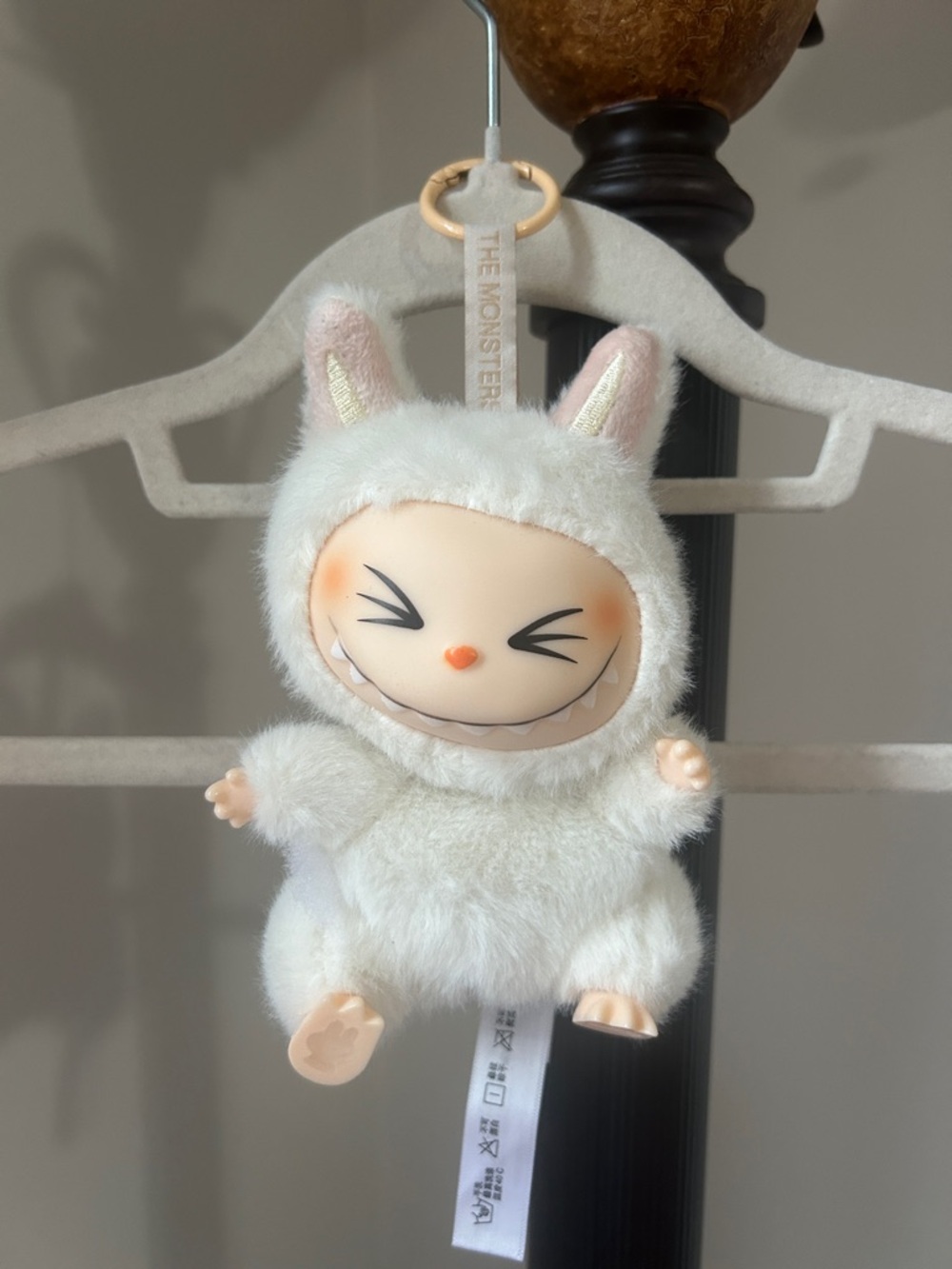 Plush White Bunny Monster Keychain